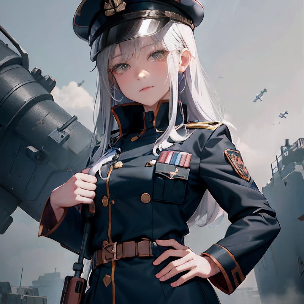 Anime - style image of a woman in military uniform with a gun, artwork in the style of guweiz, Mechanized soldier girl, portrait anime space cadet girl, 3 d render character art 8 k, 2. 5 d cgi anime fantasy artwork, anime maid ss military, guweiz on artstation pixiv, girl with warship parts