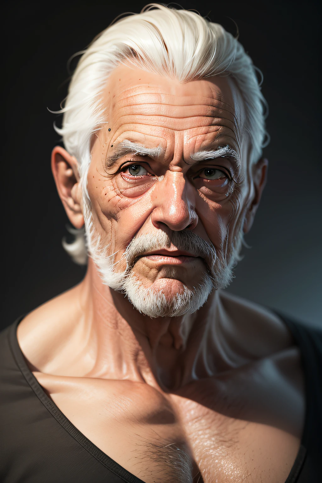 portrait a old man tatoo skin,masterpiece, best quality,a ganger with face tatoos, epic lighting, photorealistic, background in city,