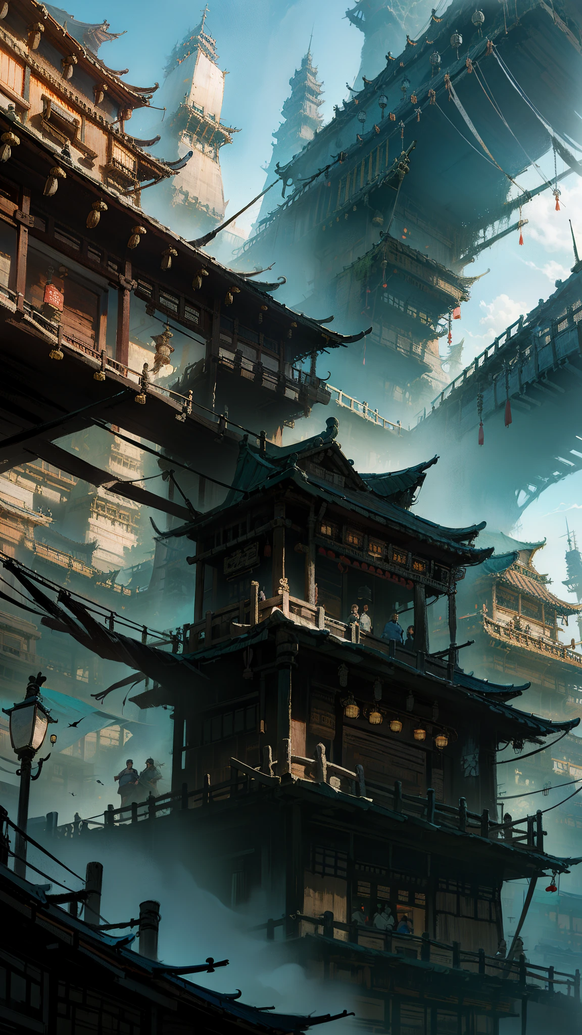 extremely detailed, 8k, wallpaper,masterpiece, best quality, ultra-detailed, bilgewater,(chinese architecture) ,