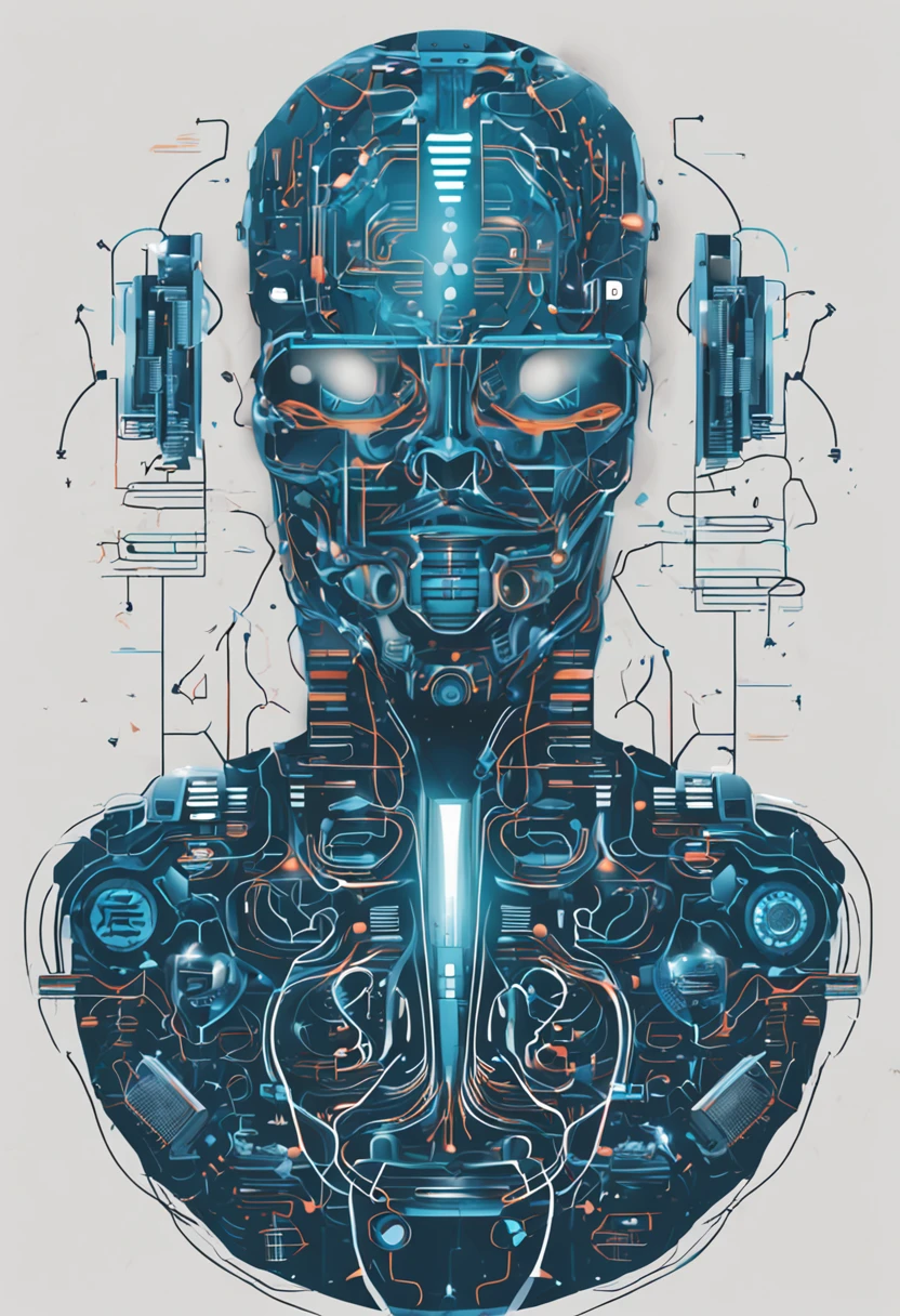 Desenhe uma logo minimalista para um canal do YouTube chamado 'InteligencIArtificial'. The design should incorporate an icon that represents artificial intelligence, as a digital brain or neural circuits. As linhas devem ser modernas e elegantes. The color palette should be a combination of cybernetic blue, prata e toques de vermelho. O nome 'InteligencIArtificial' deve ser escrito com uma fonte futurista e limpa, possivelmente em negrito, with 'Inteligenc' in cybernetic blue, 'IA' em vermelho destacado e 'rtificial' em prata.