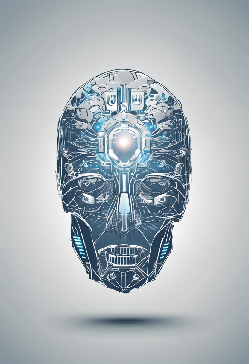 Desenhe uma logo minimalista para um canal do YouTube chamado 'InteligencIArtificial'. The design should incorporate an icon that represents artificial intelligence, as a digital brain or neural circuits. As linhas devem ser modernas e elegantes. The color palette should be a combination of cybernetic blue, prata e toques de vermelho. O nome 'InteligencIArtificial' deve ser escrito com uma fonte futurista e limpa, possivelmente em negrito, with 'Inteligenc' in cybernetic blue, 'IA' em vermelho destacado e 'rtificial' em prata.