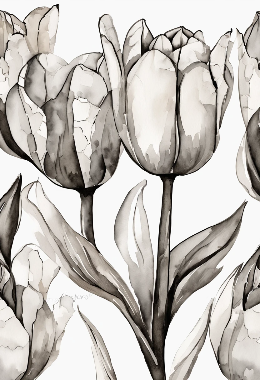 uma tulipa estilizada em mosaico preto e branco, obra de Laura Gomez, detalhes meticulosos dos fragmentos, contraste marcante entre os tons, texture that evokes a sense of depth, composition that enhances the beauty and elegance of the flower (melhor qualidade), (8K resolution), (ultra highres)