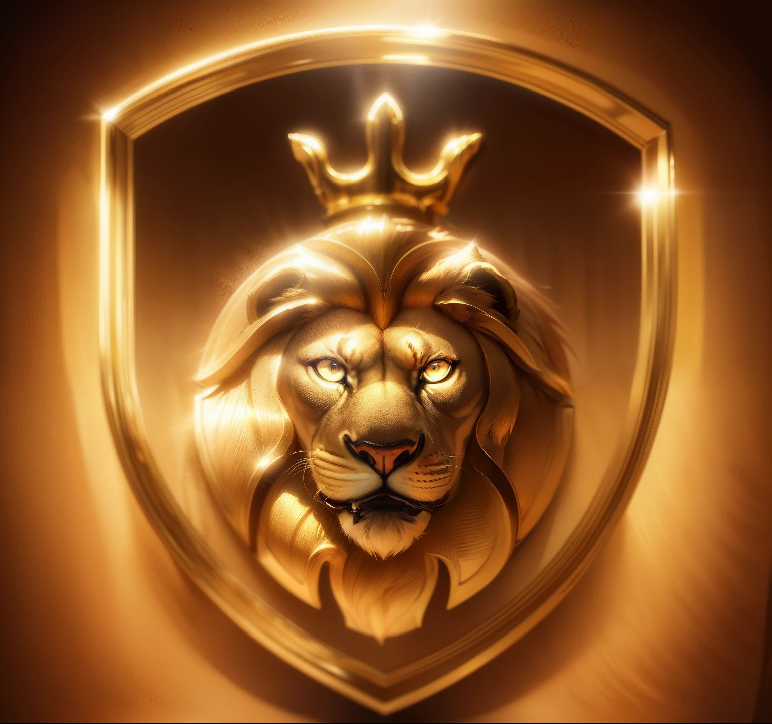 Image in 3 dimensions robust golden lion, imponente e animalista reluz ouro