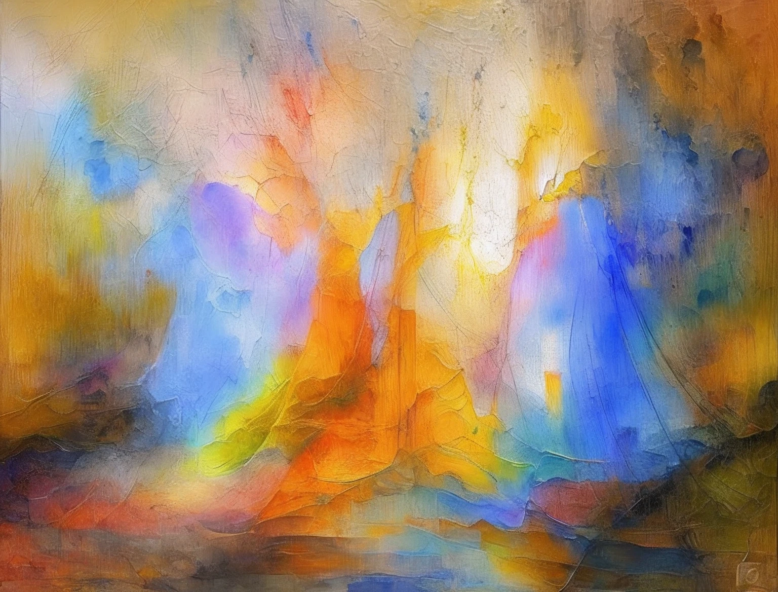 spiritual abstract forms, Bella Naji Abdi, Painting again, author:Eugeniusz Zak, cold lights soft painting, abstract impressionism, Light watercolor, author:Helen Biga, Inspired by Juliès Kosack, Inspired by Fra Angelico