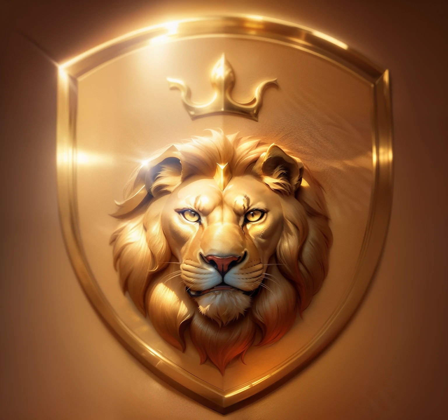 Image in 3 dimensions robust golden lion, imponente e animalista reluz ouro escrever em baixo Clube da Palavra