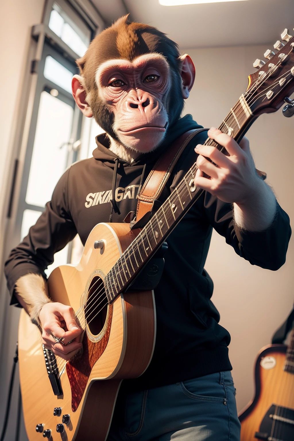 monkey playing guitar