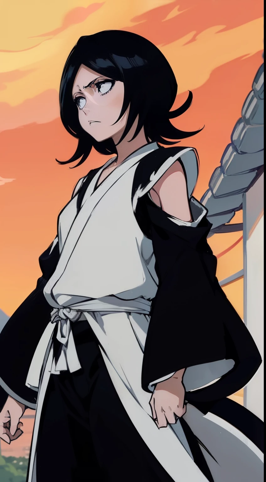 (fundo branco), Anime Bleach, 1 girl, 1menina Rukia, Rukia Kuchiki, Bankai Hakka No Togame, Personagem Rukia de anime Bleach, pele branca, (Cabelo branco), bankai Rukia, gelo, neve