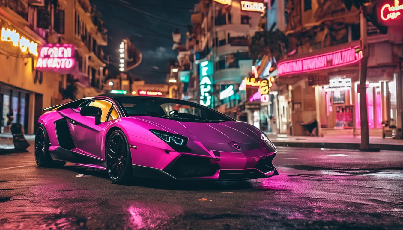 Um close up de um carro Lamborghini estacionado em uma rua da cidade, wallpaper mobile, cinematic poster, papel de parede do telefone, como matriz, cartaz motivacional,Lamborghini carro,  money raining from the sky,cinematic wallpaper 4k, cinematic 4k wallpaper, Matriz LUT, poster!!!, GTA V Estilo Poster, fotografia automotiva, cinematic matte illustration, matte digital illustration, paper awesome wallpaper, cartaz de filme de pintura fosca, gta arte da tela de carregamento, wallpaper mobile