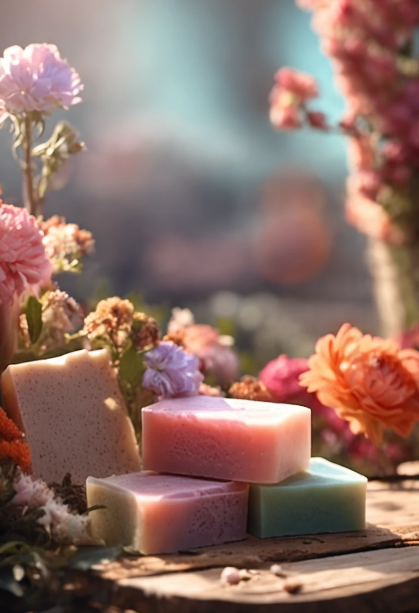 handmade soap with essential oil from flowers