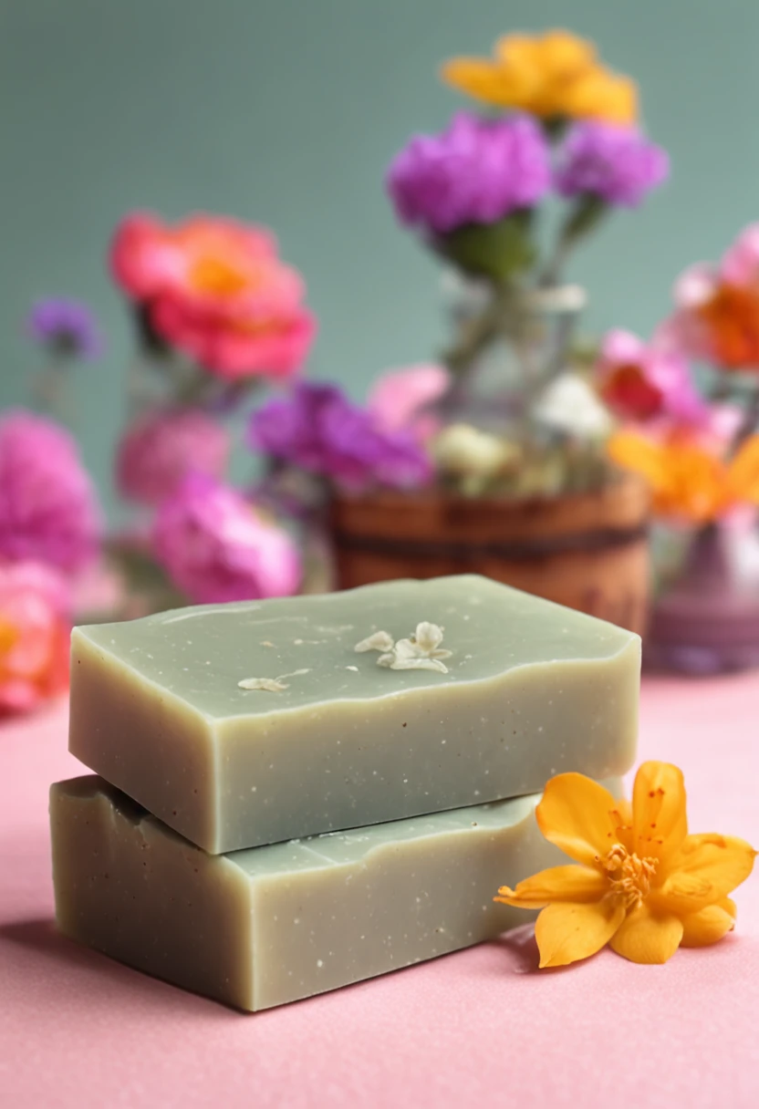 handmade soap with essential oil from flowers