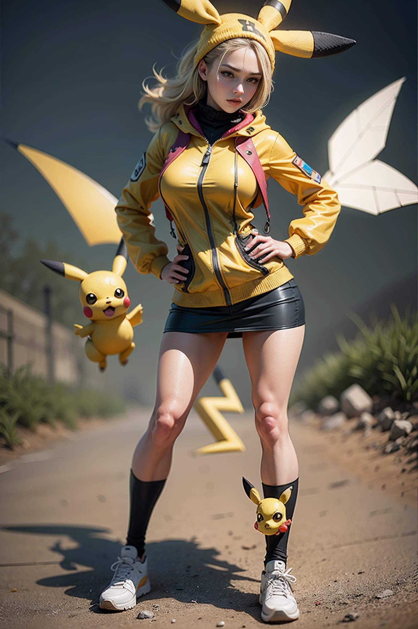 ((SFW, full body:1.35)), (7 Tiny Girls in row), Oppai-Loli, (moe sleeves, yellow Pikachu suits with full opened front zipper、(Pikachu hood)), ((Masterpiece:1.25, Photorealsitic:1.37))、8K Bestquality、((Detailed KAWAII Face))、{(Childish:1.2)| no underwear but Nipples are hidden|Nipple curtains|gold tape|(metallic red nipple stickers)|(Gigantic Cleavage:1.37)}、(Detailed glistening ivory skin)、extremely detailed、{((Yellow Pikachu hood))}、Smooth shading、Soft Lighting with many Follow lights、{clear focused|bokeH}、Crowded city background、Vivid colors, {(shouting)| Trick or treat|mischievous smile}, Overflowing、Biomechanical HUGE and HEAVY boob, {((Ass focus))|Detailed open crotch| ((grabbing chests))| hidden hands| thumbs up| face focus| Skirtlift},(((nabel, no extra hands, correct hands, Opened pubic area is visible))),