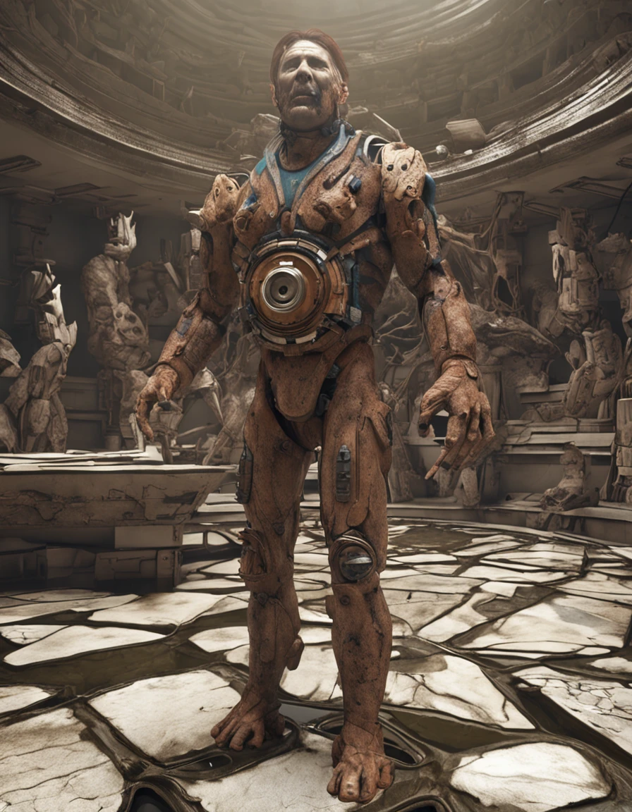 a person with a watch on his face, Directed by: Artur Tarnowski, Vencedor do Concurso Zbrush Central, arte conceitual, Horror em Mar Profundo, olhos androides, time consumes us all, C 4 D