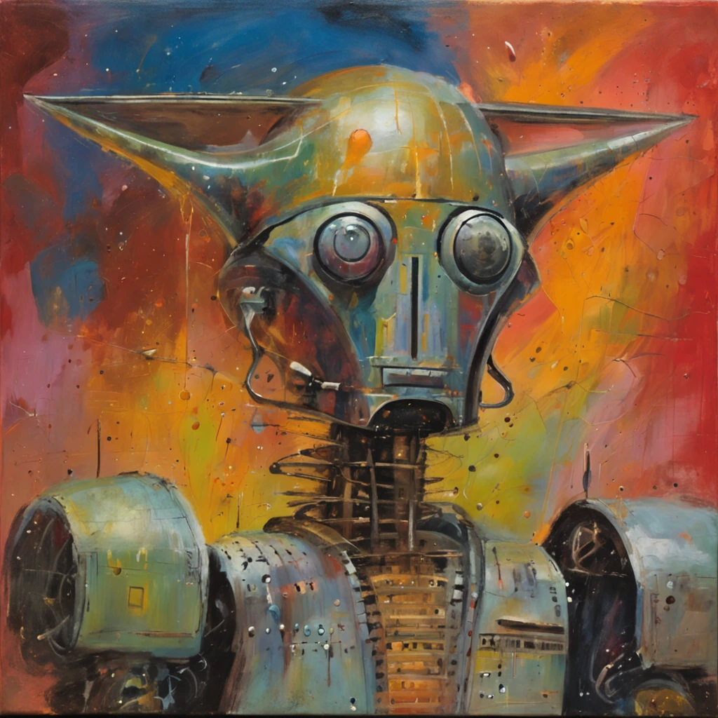 alta qualidade, Extraterrestre, Alien half robot, fundo com estrelas, Luas, Planetas , Disco Voador, NAve Espacial, scientific fiction, retro, Anos de 1950, SCi-fi, lost in space,