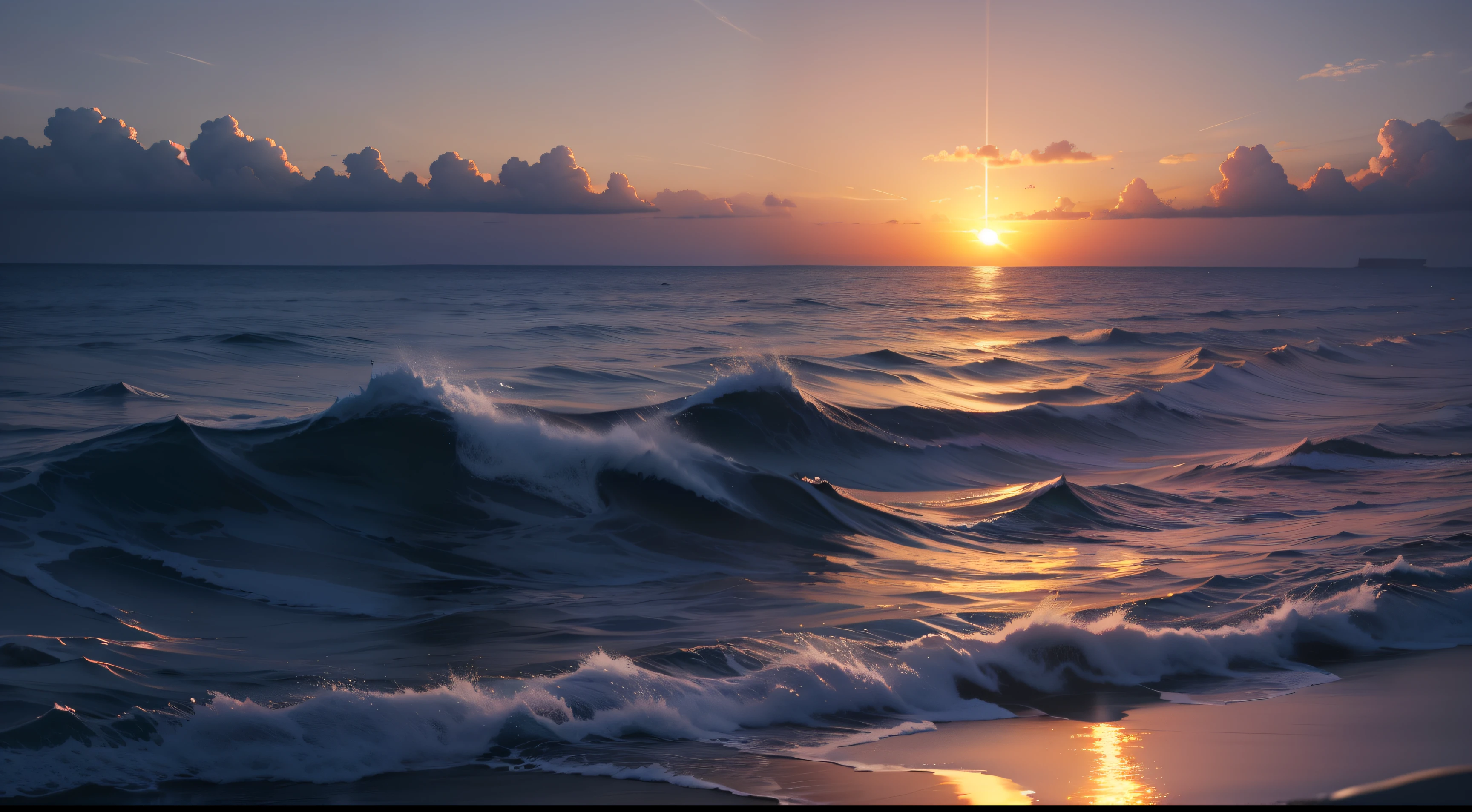 Oceans and a chilling sun set, 4k wallpaper , Relax