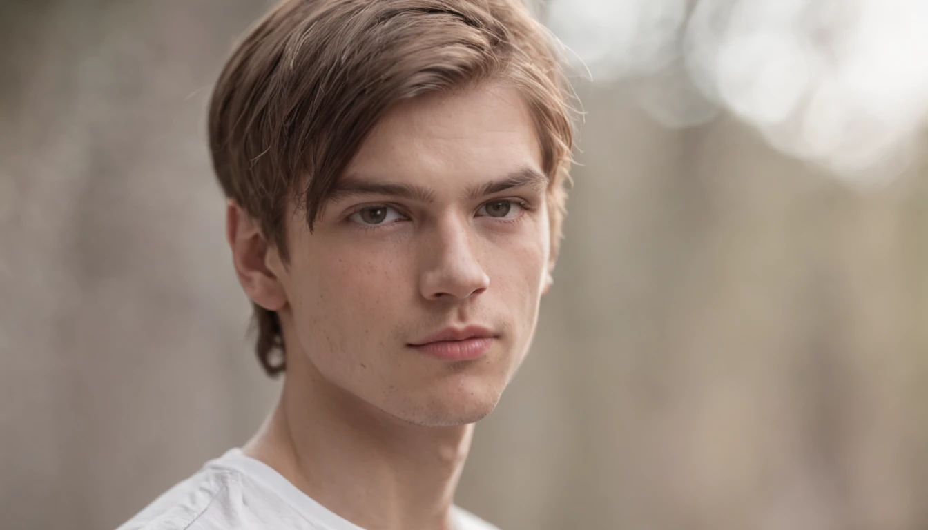 Young man looking forward in hyper realistic photo.