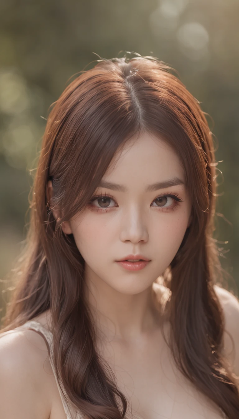 Small eyes、double tooth、Long rolled hairstyle、Little Fat Woman、20yr old、A dark-haired、angry looking face、Autumn landscape、Hair illuminated by the sun、hitornfreckles、tiny chest、Round Ass、Camisole、undergarment、full bodyesbian