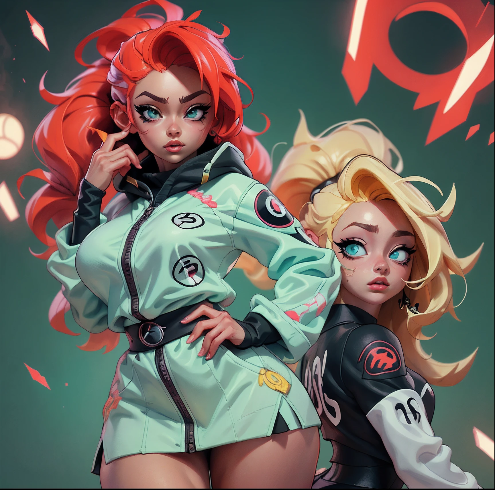 ((Best quality)), ((Masterpiece)), ((Realstic)) and ultra-detailed pchaudography, Tsuande, Pretty Girl Tsunade de Naruto, Jolie fille, cheveux jaune clair, parti, neon light. Elle a ((cheveux blanc)), porte un (Top Tech-Wear) et un (corde noire, motif rouge:1.2) , ((beautiful and aesthetic)), sexy, gros seins, chaud, grosse poitrine, Eigaka E6