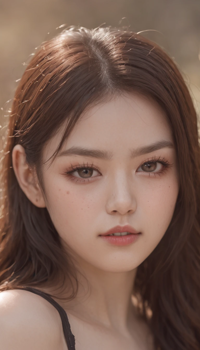 Small eyes、double tooth、Long rolled hairstyle、Little Fat Woman、20yr old、A dark-haired、angry looking face、Autumn landscape、Hair illuminated by the sun、hitornfreckles、tiny chest、Round Ass、Camisole、undergarment、full bodyesbian