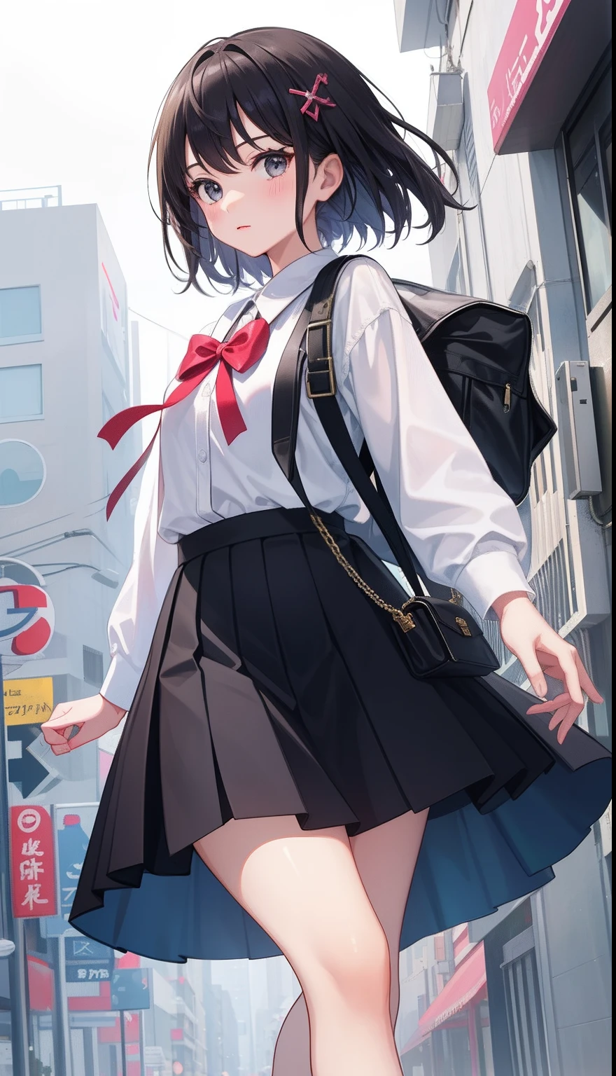1girl in、AS-Adult、cute little、pleatedskirt、