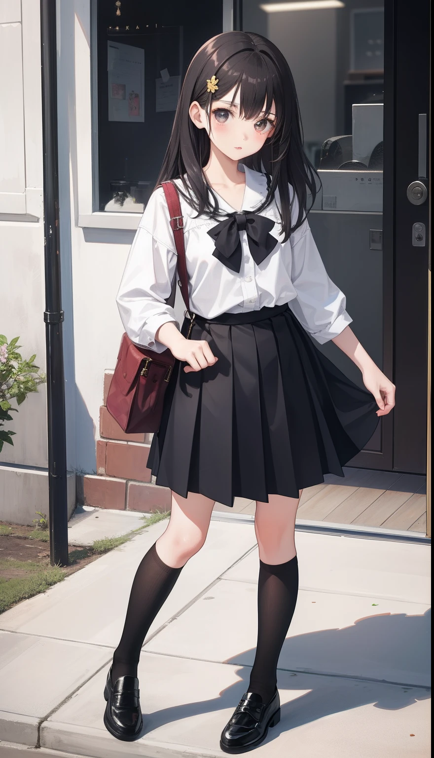 1girl in、AS-Adult、cute little、pleatedskirt、