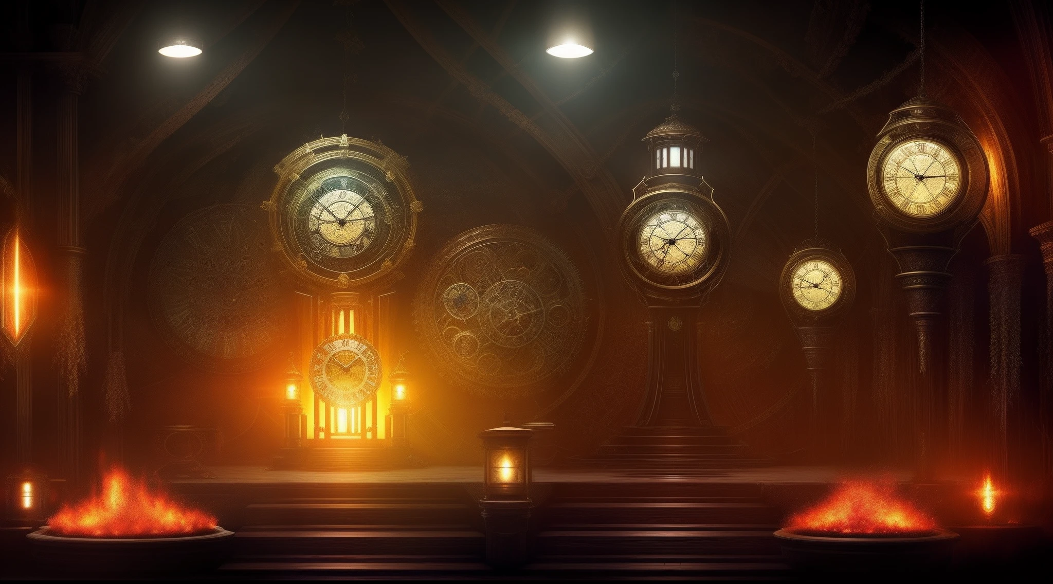 Title: "Cronos: Unraveling the Gears of Time"
Create an intriguing and captivating image for a video thumbnail based on the short story "Cronos: Unraveling the Cogs of Time". The image should capture the essence of time travel, with elements of gears and clocks mixed with futuristic and mysterious elements. Add splashes of bright lights and deep shadows to create a suspenseful mood. Include images of the four protagonists - Dr Julian Kessler, Eva Reynolds, Alexander Falk and Victoria Sutherland - in poses that convey determination and reflection. In the center of the image, highlight the Eternity Clock as the focal point, radiating temporal energy. Colors should be rich and contrasting to attract attention. The image should capture the sense of mystery, adventure, and discovery that permeates the tale.