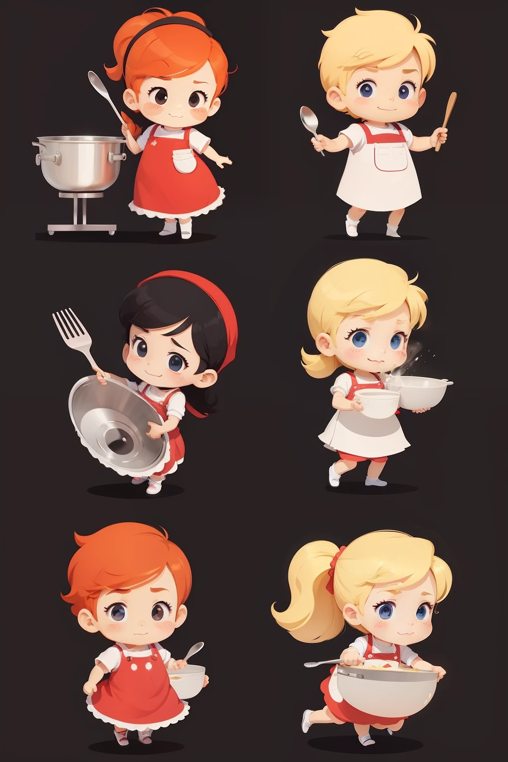 Several children with cook clothes cartoon style vector