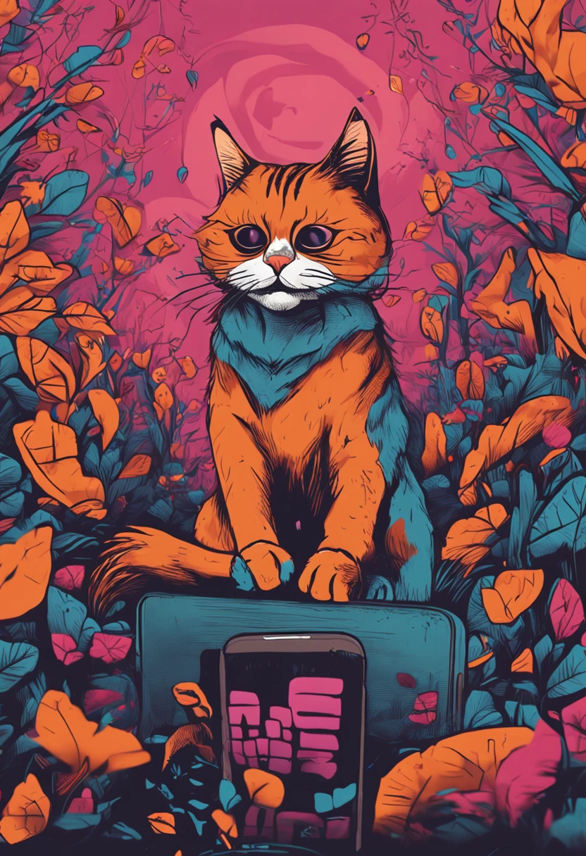 um gato segurando um celular