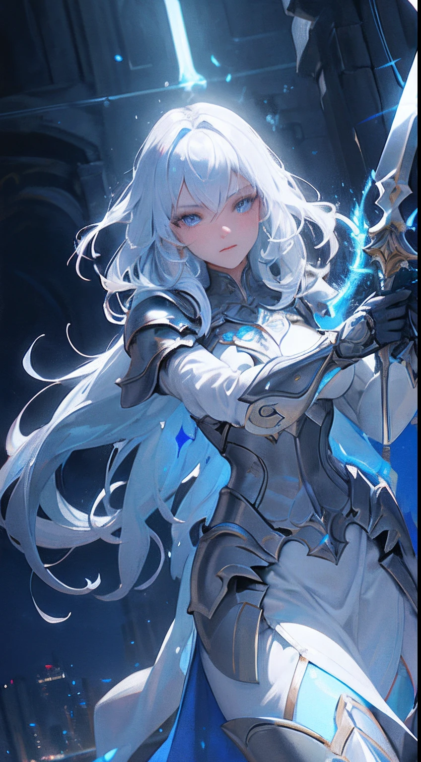 "The impressive paladin wields a sword full of light, Exudes powerful light magic. The background takes place in a dark and mysterious cityscape, Illuminated by the light of the Paladin's Sword. The composition is professionally crafted, Incredible attention to detail and cinematic lighting. The overall aesthetic is reminiscent of Fujifilm photography, Capture the beauty and depth of the scene."