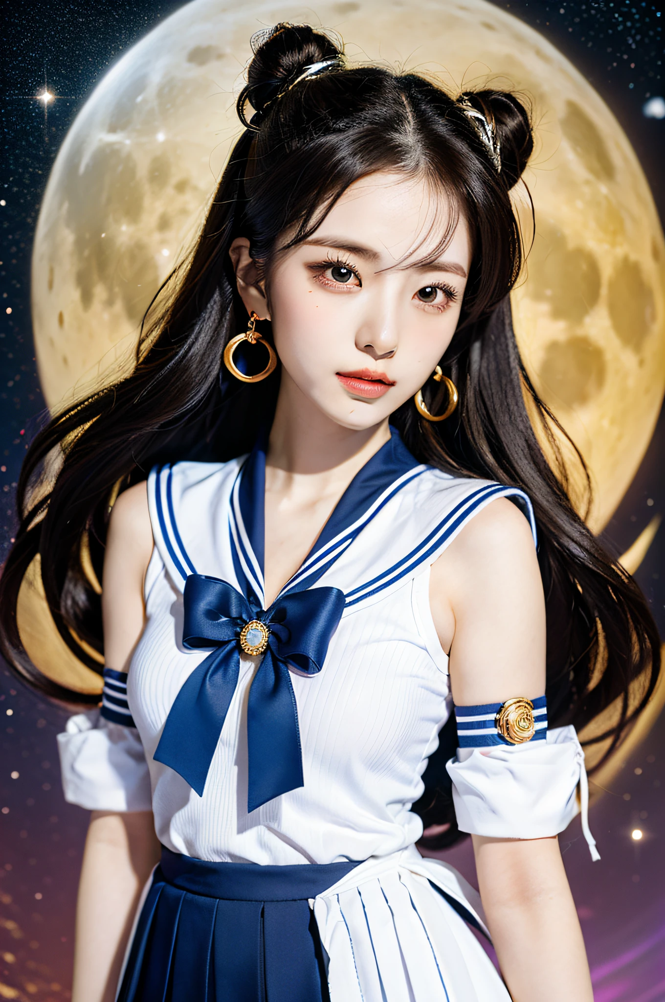 idol clothes,dress,collared dress,jacket,cropped jacket,short sleeves,bowtie,bow,buttons,hat,beret beautiful dance movements, Sitting，Long legs , ((Flowing long hair))Official Art , Unity8k Wallpaper , Extremely detailed , Visible cleavage, Pretty and beautiful , Sexy long legs, masterpiece , best quality ,Practical, Very detailed illustrations ,Extremely detailed , Intricate details , Extremely complex and detailed , Very detailed 8KCG wallpaper , Caustics .reflection , Ray Tracing , Devil Theme ,nebula ,Dark aura, Network Effects , (1 Girl)Solitary , 小蓝Butterfly , Dozens of monarch butterflies around , (Blue plasma flame , (insect , Butterfly)) 圣光Butterfly天使 , Butterfly翅膀 , Pastel tones in Rococo style ,Light white and light dark red , Incredibly beautiful , Cherry blossoms , Surrealism ,painting , Ethereal , Mixing reality and fantasy elements ,Ray Tracing , Complex patterns , Delicate lines , Perfect your hands, Starry Sky , rich and colorful , Star