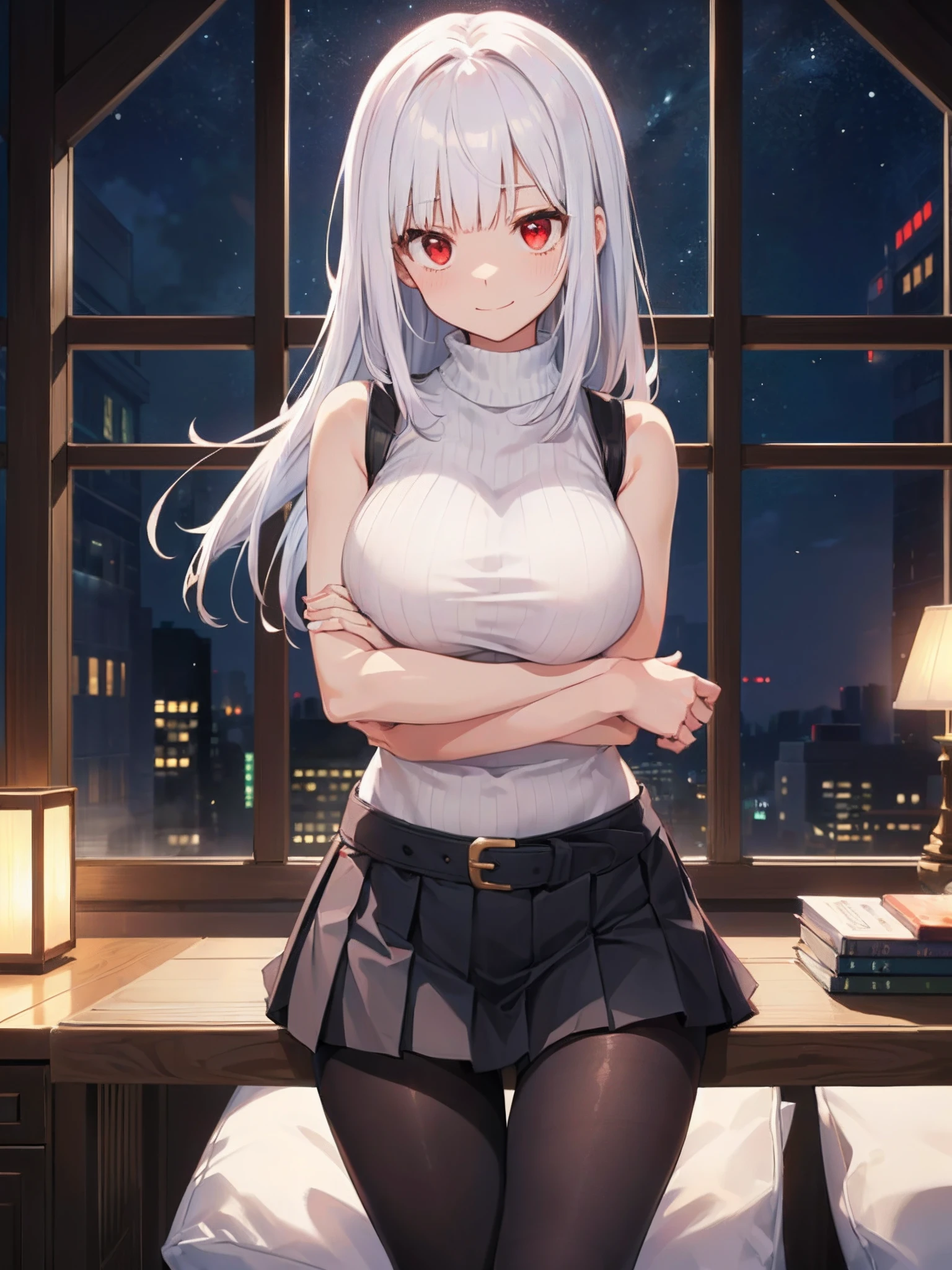 NSFW,Golden Eyes,Lace shirt,Pencil Skirt,(Perfect hands),(Perfect Anatomy),(masterpiece),(highest quality),Embarrassed,blush,Office at night,looking at the camera,(Alluring face:1.5)