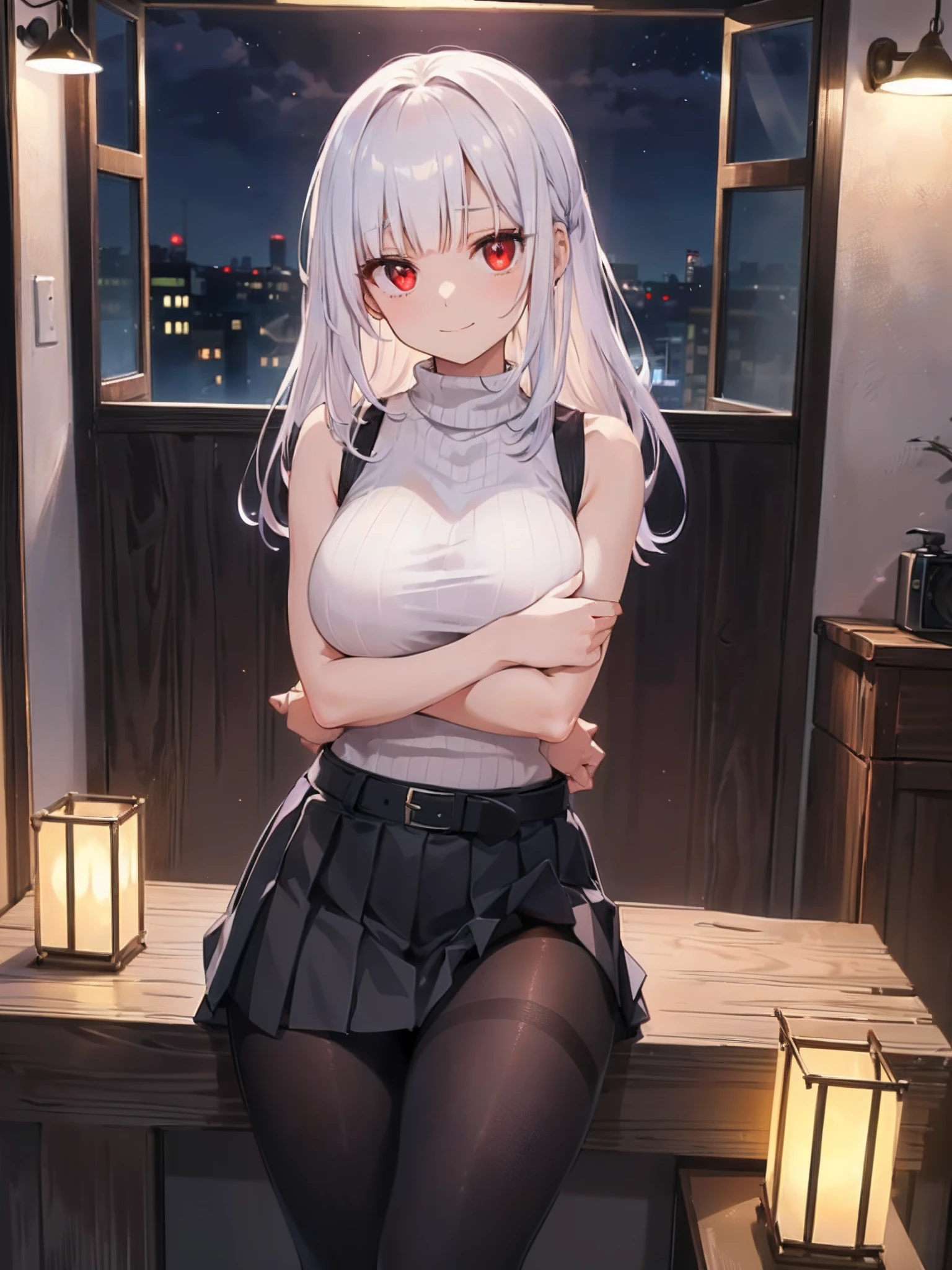 anime woman, undressed, background is a BAR, sitting on bar counter, drinking alcohol, large breasts, tight tiny lacy bra, no shirt, taking panties off, sweat dripping down leg, black lacy panties, legs open, long white hair, brown eyes, in love, sex, lewd, moaning, touching herself, she is touching her vagina