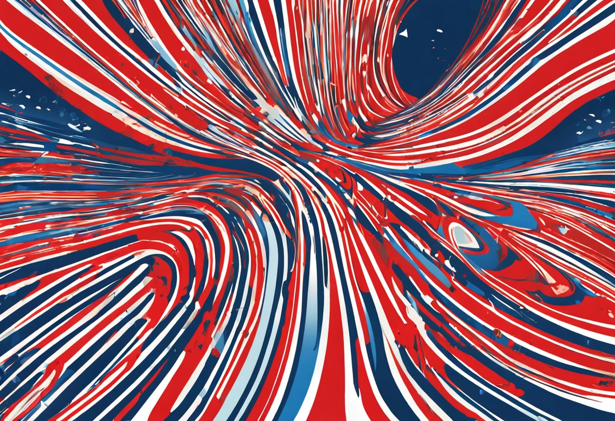 a red golden blue wallpaper with a splashing line, vector art, illustration, abstract,