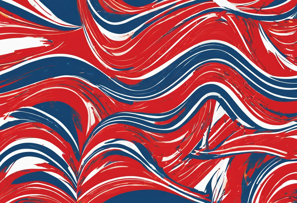 a red golden blue wallpaper with a splashing line, vector art, illustration, abstract,