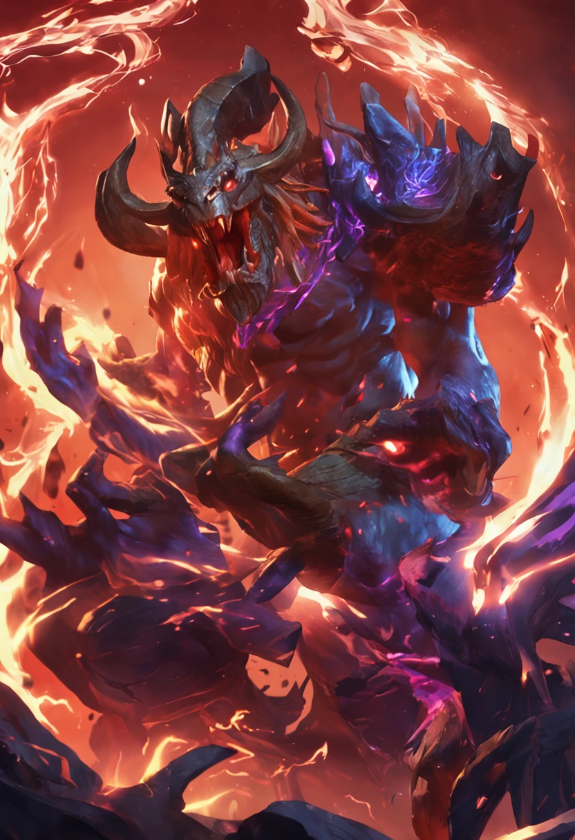 half dragon, Man, horned, quimono, macho, master part, RPG, fire, League of Legends Arte Splash, poser, Serious, Olhos vermelhos, Arte Splash, beautiful face