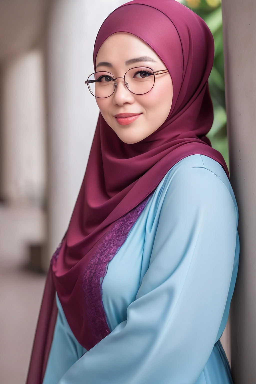 beautiful malaysia college woman age 22 name mira filzah brown eye, wearing nerd eyewear,tudung muslim,modernbaju kurung look rich,calm,confident,happy,beautifull body,looking at viewer, in kuala lumpur city, (photo, photorealistic:1.37), (ultrahigh-res), half body, walking pose, hyper detailed  POV, by lee jeffries, nikon d850, film stock photograph ,4 kodak portra 400 ,camera f1.6 lens ,rich colors ,hyper realistic ,lifelike texture, dramatic lighting , cinestill 800,