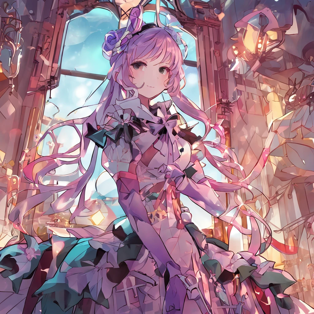 Anime girl in a long dress standing in front of a window - SeaArt AI