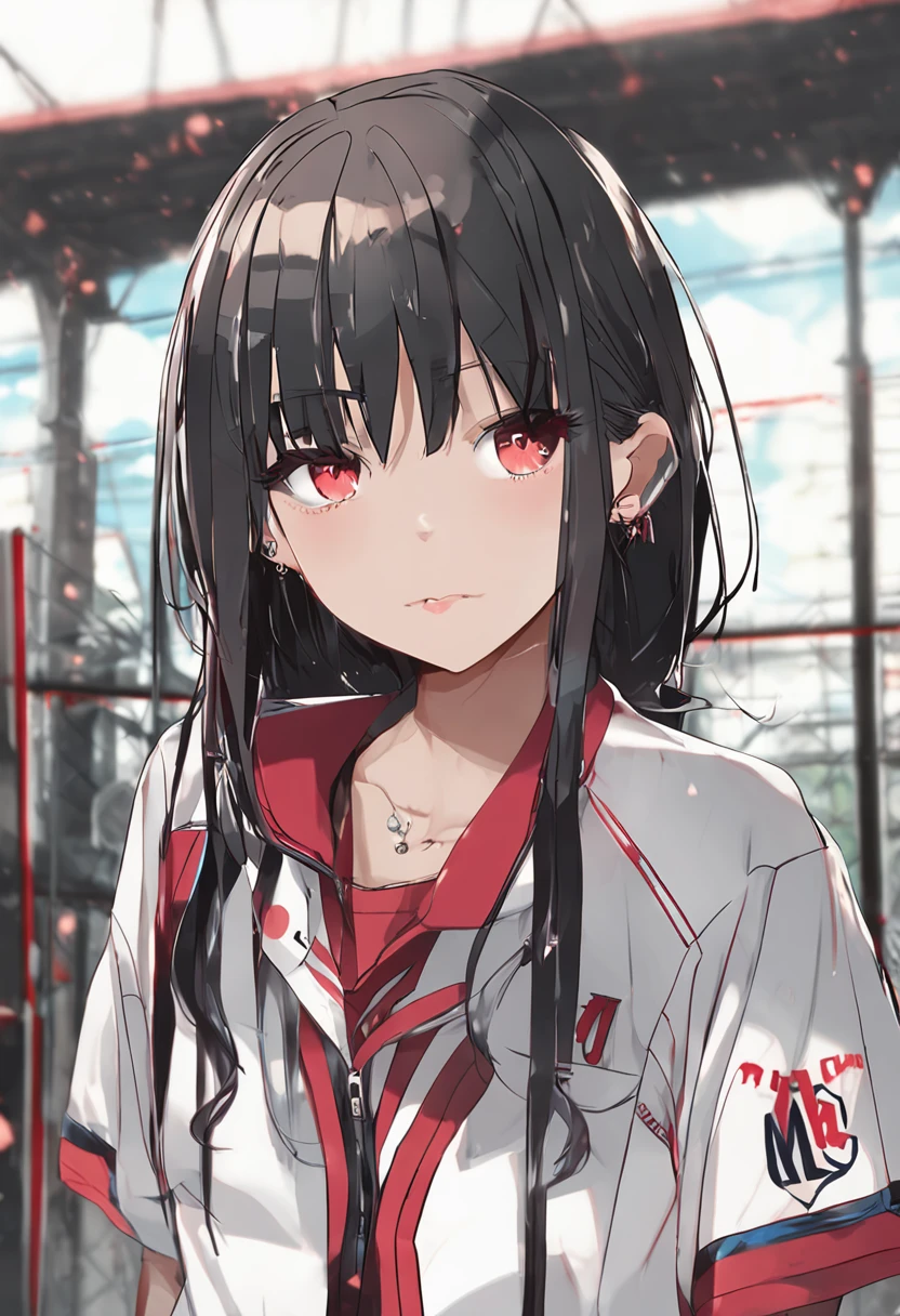 (finely detailed beautiful eyes and detailed face,masterpiece sidelighting,masterpiece,best quality,detailed,high resolution illustration), (volleyball_player,gym), (1girl,whole body,bishoujo,lustrous skin,looking away), (black hair,red eyes,gym_uniform)