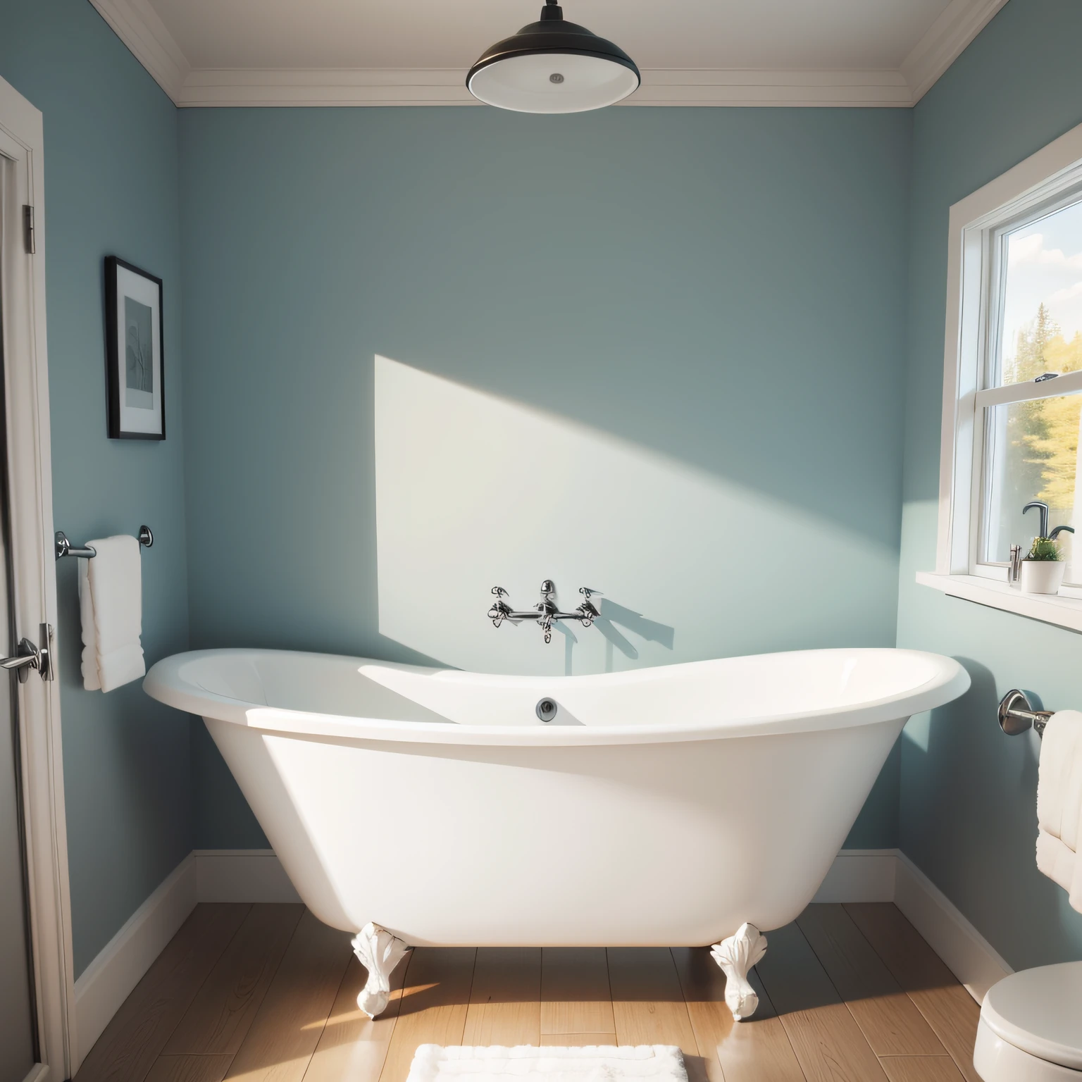 scandi bathroom with Freestanding Bathtub