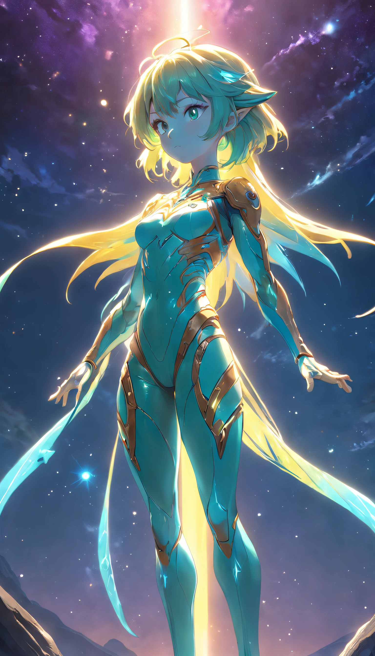 (Full body posing:1.5), (colorful:1.2), Dynamic angle, (extremely detailed CG unity 16k wallpaper:1.1), (Denoising strength: 1.45), (tmasterpiece:1.37), Close-up of an alien lizard, Illuminated by a single beam of light from a distant star., god rays, sparkle, glowing light