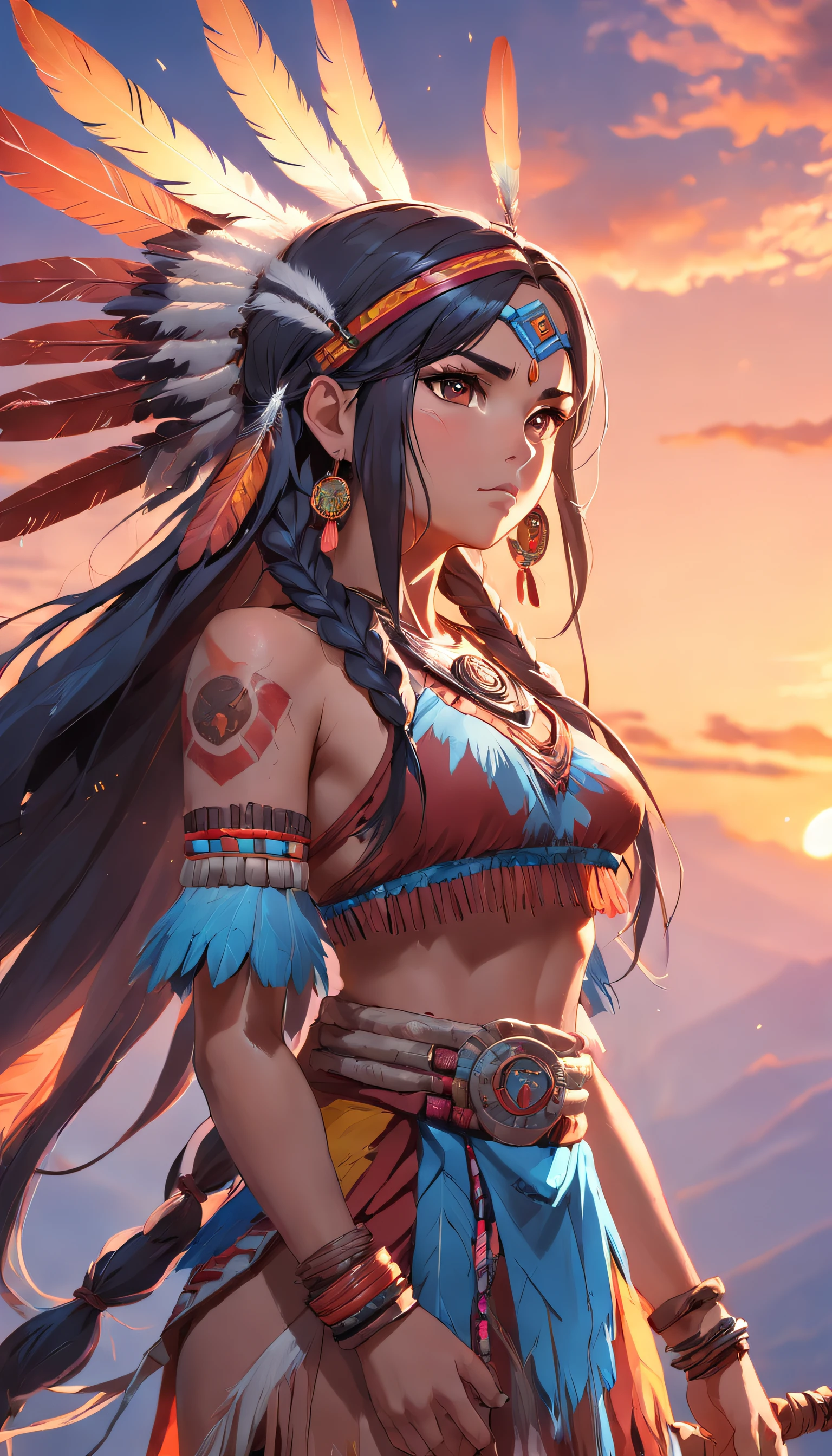 Light dark skinned Native American somewhat big tits toned nipples muscular with jewelry