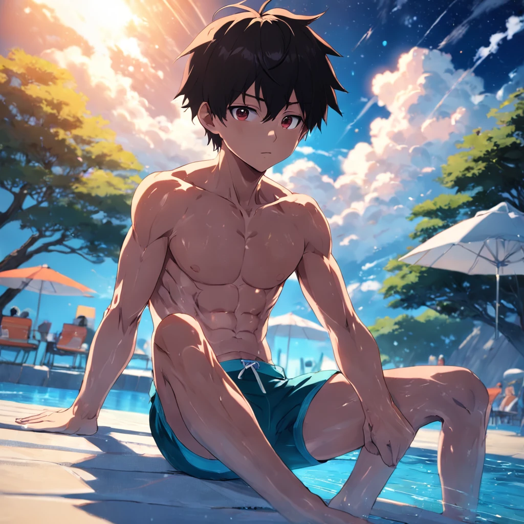 boy,swimsuit,sunbathing