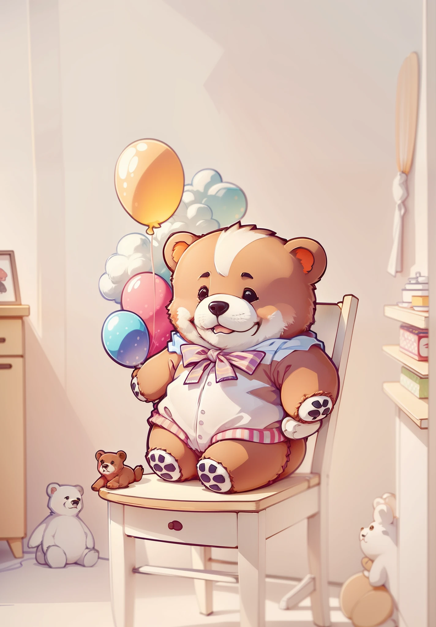 A cute stuffed bear,Exaggerated morphological bear,Vivid and interesting,The colors are vivid and rich,simple line,Flat illustration bear toy,The style of French illustrator Gaspat,Illustrator Lucas Wakamatsu。Flat illustration on white background,Energetic and happy,sharp illustration,Bold lines and colors,Simple details,Maximalism。