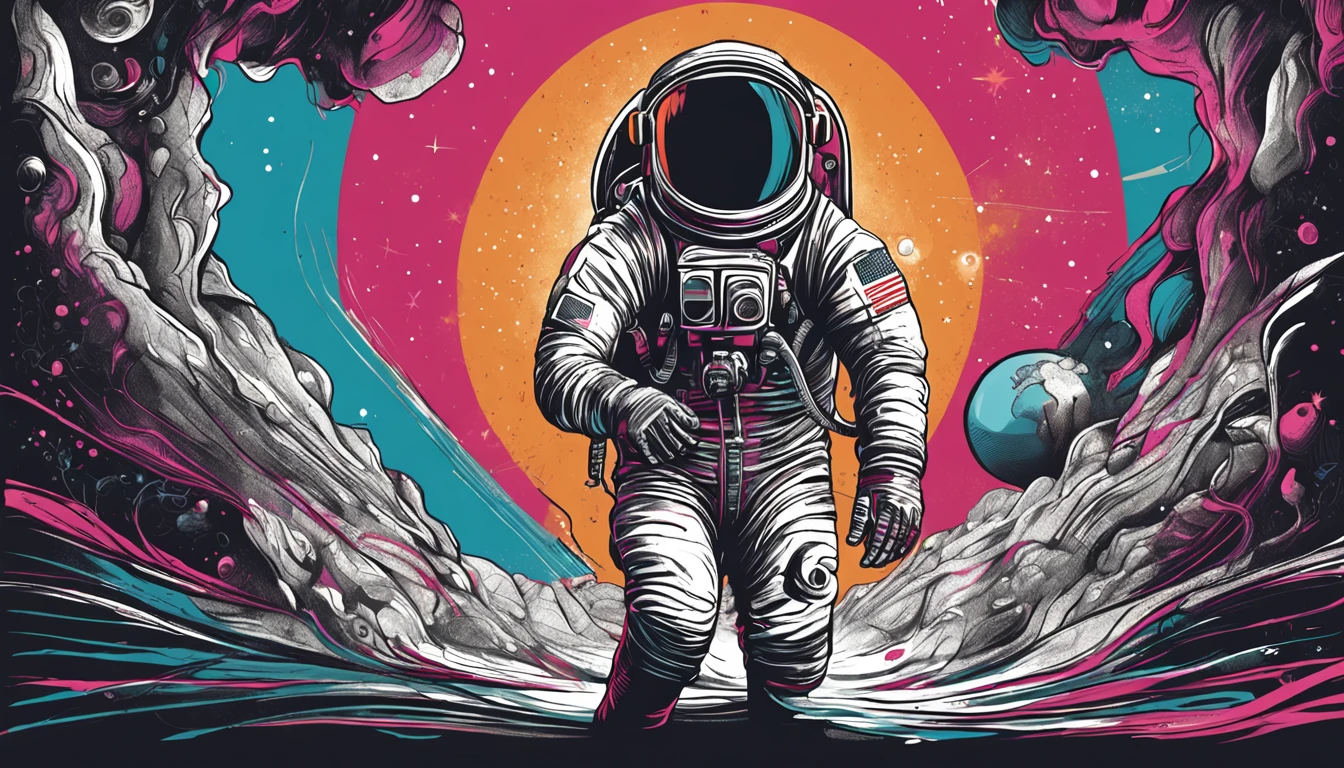 (Detailed description) Astronaut in sunglasses playing an electric guitar of model Les Paul