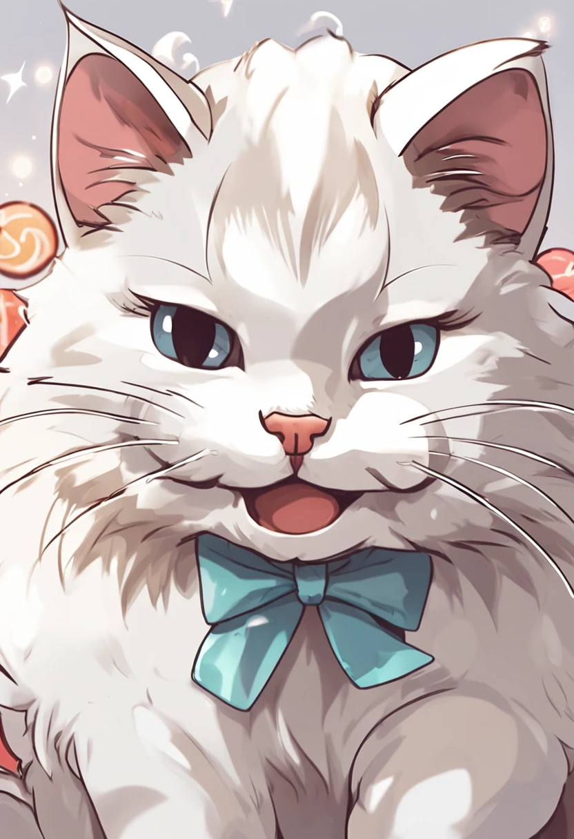 A closeup of a cat with its eyes closed and its tongue sticking out, gato kawaii, a cat is smiling, the cat is smiling, kawaii adesivo mais bonito de todos os tempos, gato feliz, Telegrama Sticker, gato sorridente, um gato bonito, gato cinzento chibi gordo, gato bonito, gato anime, smol fluffy cat wearing smol hat, the cat is fluffy, design de adesivo do telegrama