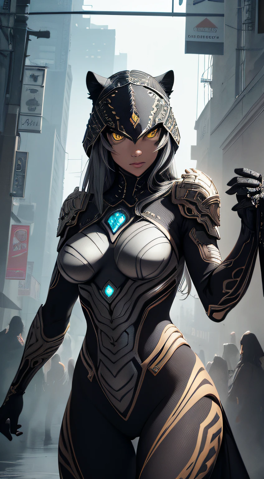 national geographic award winning gopro hero shot style of a panther, wearing an intrincate silver armour, detailed, 16k, sf, intricate artwork masterpiece, ominous, matte painting movie poster, golden ratio, trending on cgsociety, intricate, epic, trending on artstation, by artgerm, h. r. giger and beksinski, highly detailed, vibrant, production cinematic character render, ultra high quality model:1