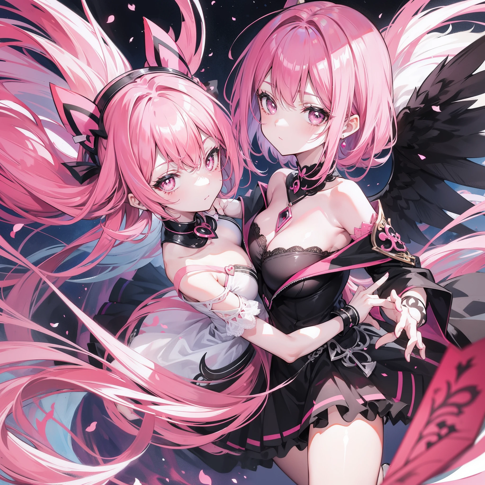Black-pink hair, Charming pink love pupils, Daji wearing a pink and black dress