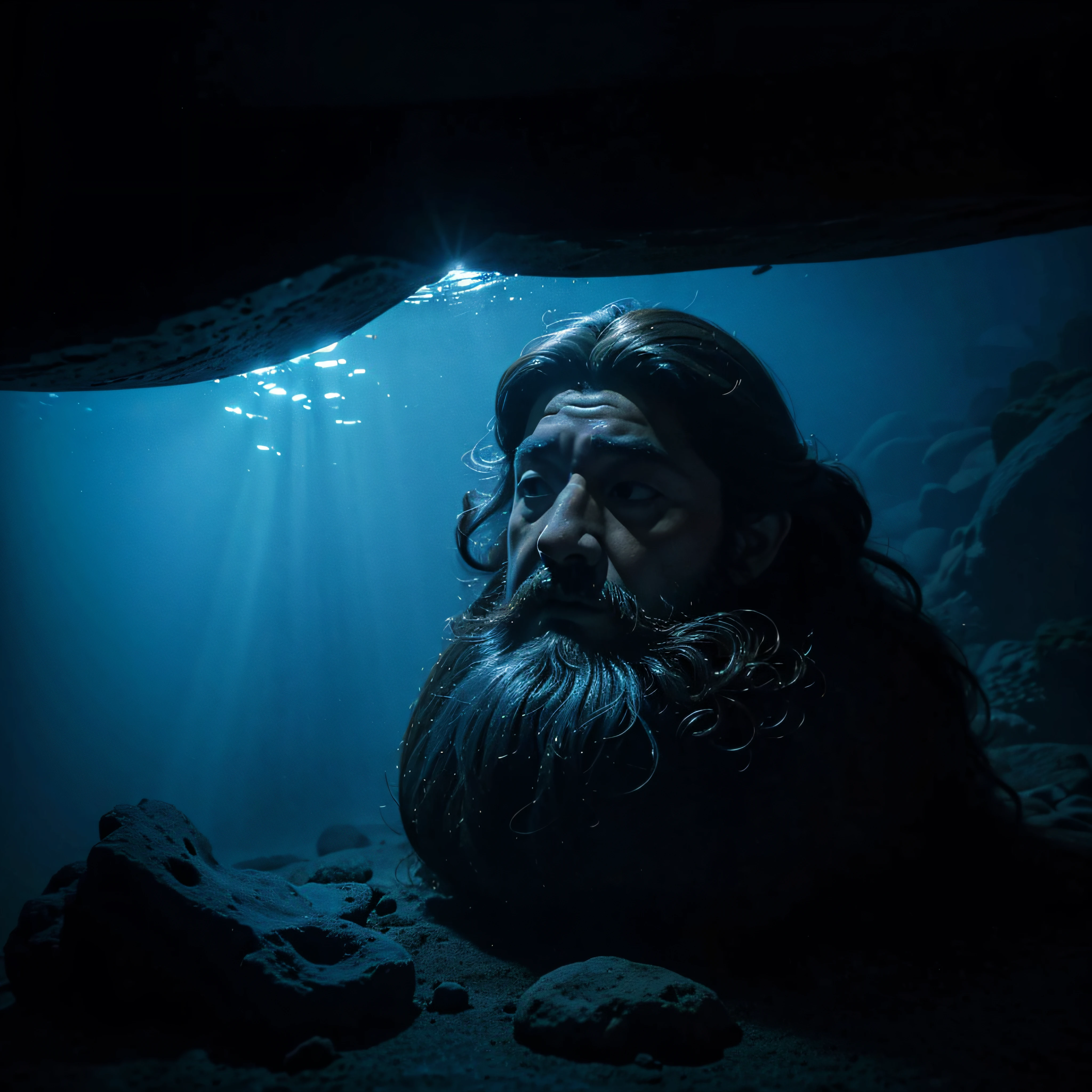 (extremadamente detallado, obra maestra, La mejor calidad, Under the Ocean), Estilo oscuro, volumetric illumination. textura de babosa, piel de caracol. manchas de tinta. Rococo composition. Luz de caravaggio