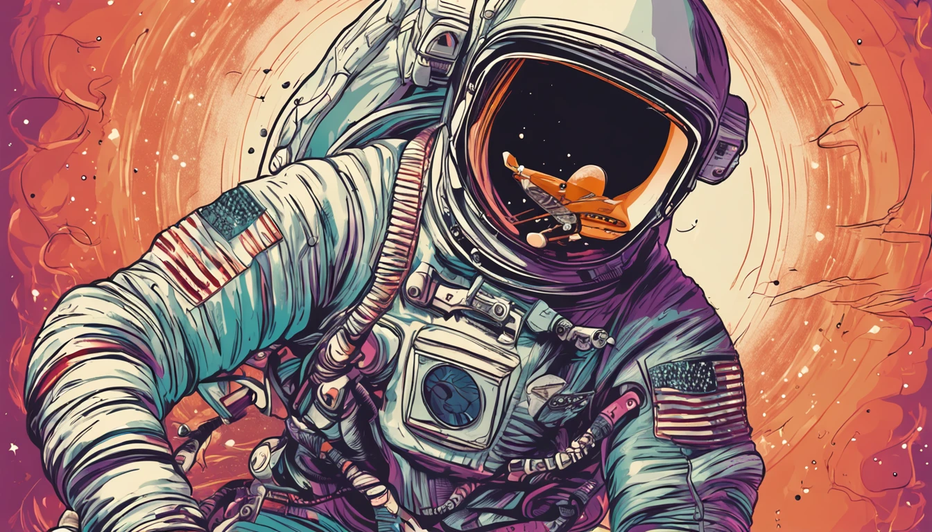 (Detailed description) Astronaut in sunglasses playing an electric guitar of model Les Paul