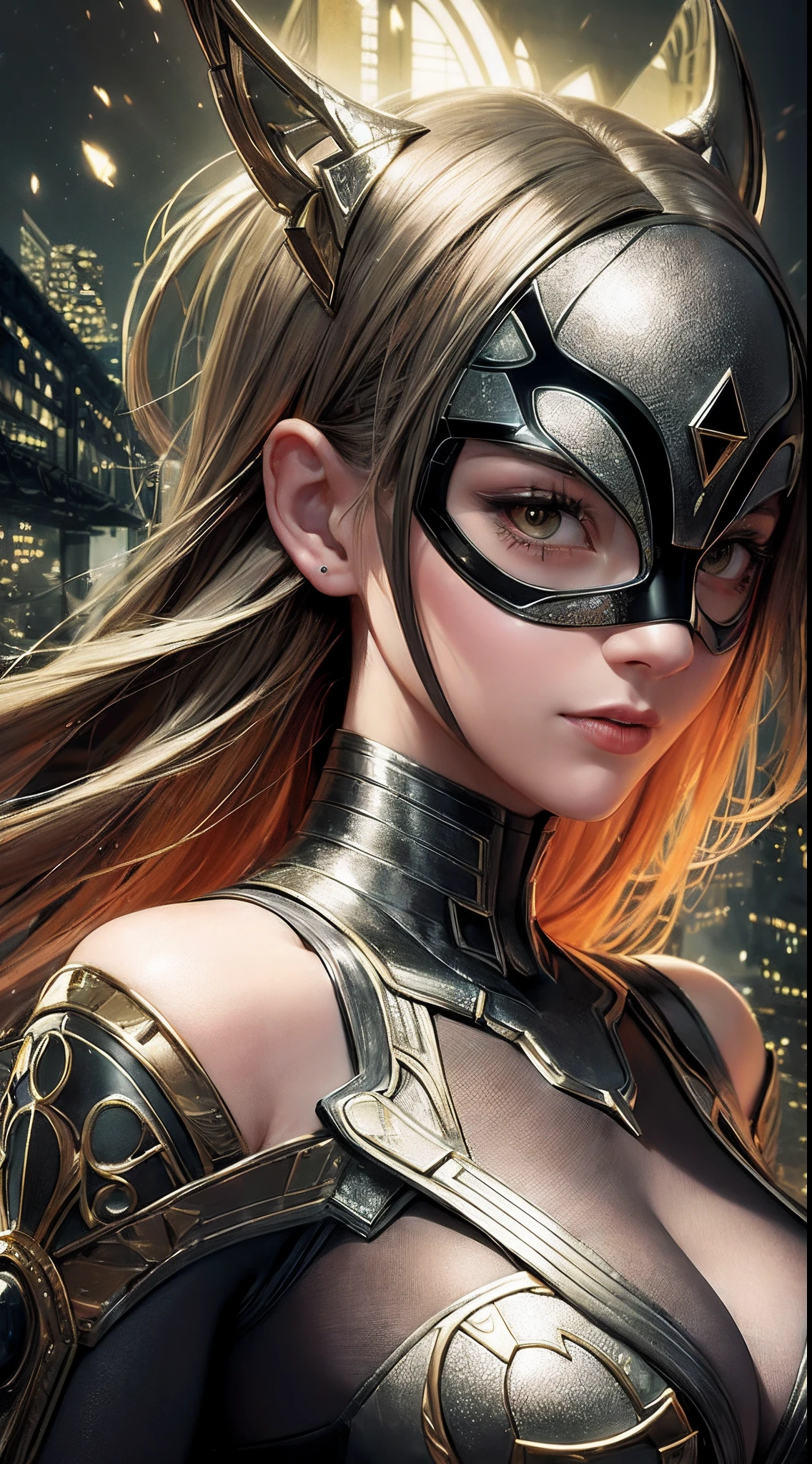 /a lovely girl  ,superhero,with mask,flying  in the amazing Place,Style marvel ,Portrait,intricate  details, perfect lights,  cinematography  atmosphere. --auto --s2