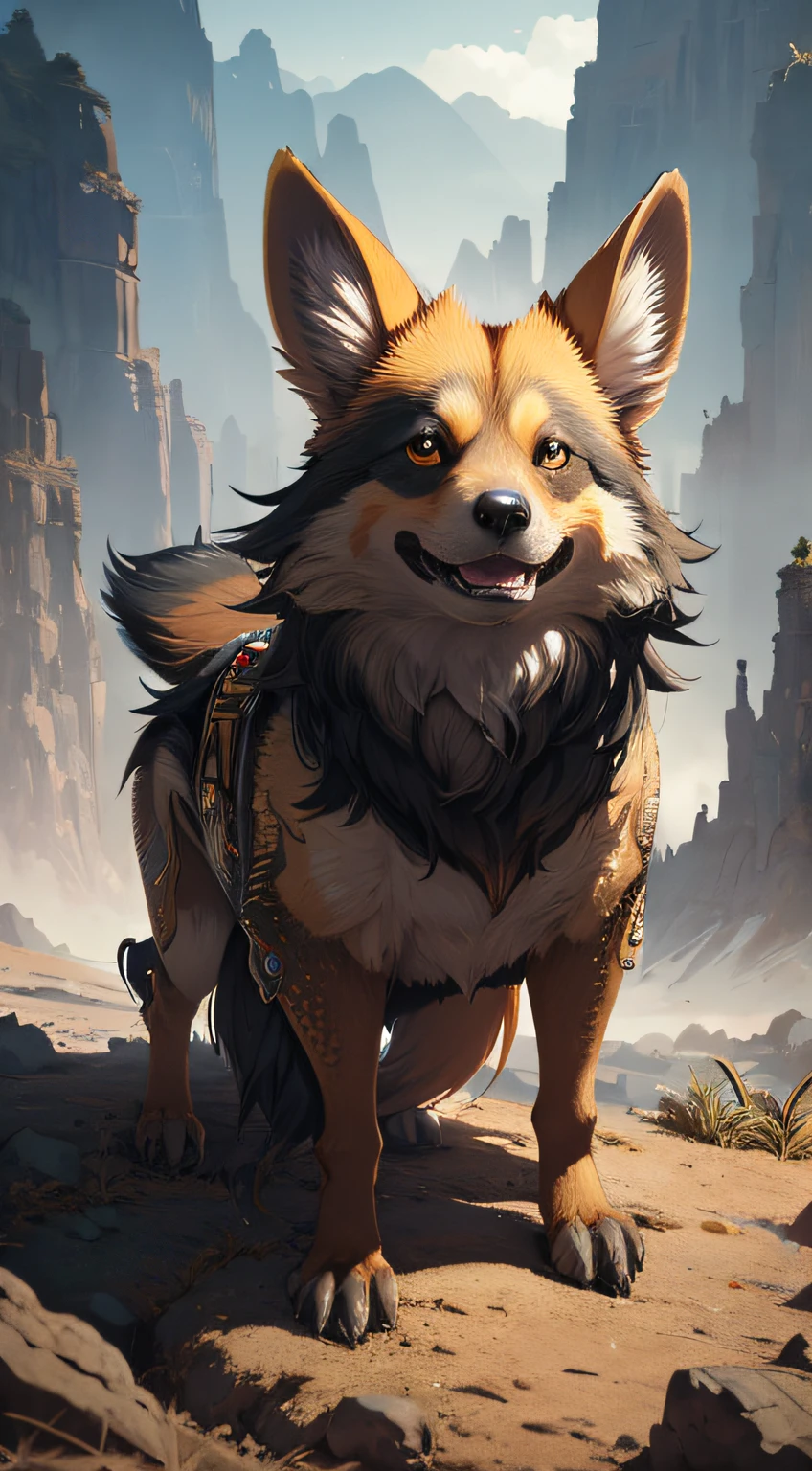 national geographic award winning gopro hero shot style of a New Guinea Singing Dog, detailed, 16k, sf, intricate artwork masterpiece, ominous, matte painting movie poster, golden ratio, trending on cgsociety, intricate, epic, trending on artstation, by artgerm, h. r. giger and beksinski, highly detailed, vibrant, production cinematic character render, ultra high quality model:1